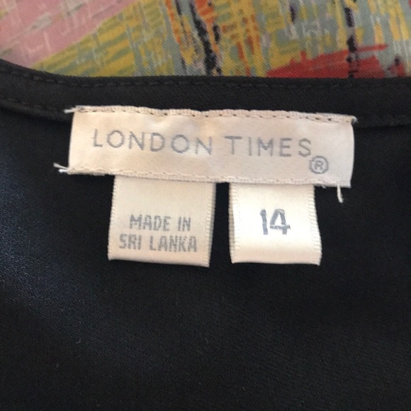 🦋 London Times Colorful Abstract Print & Black Dress, size 14 - Picture 7 of 8